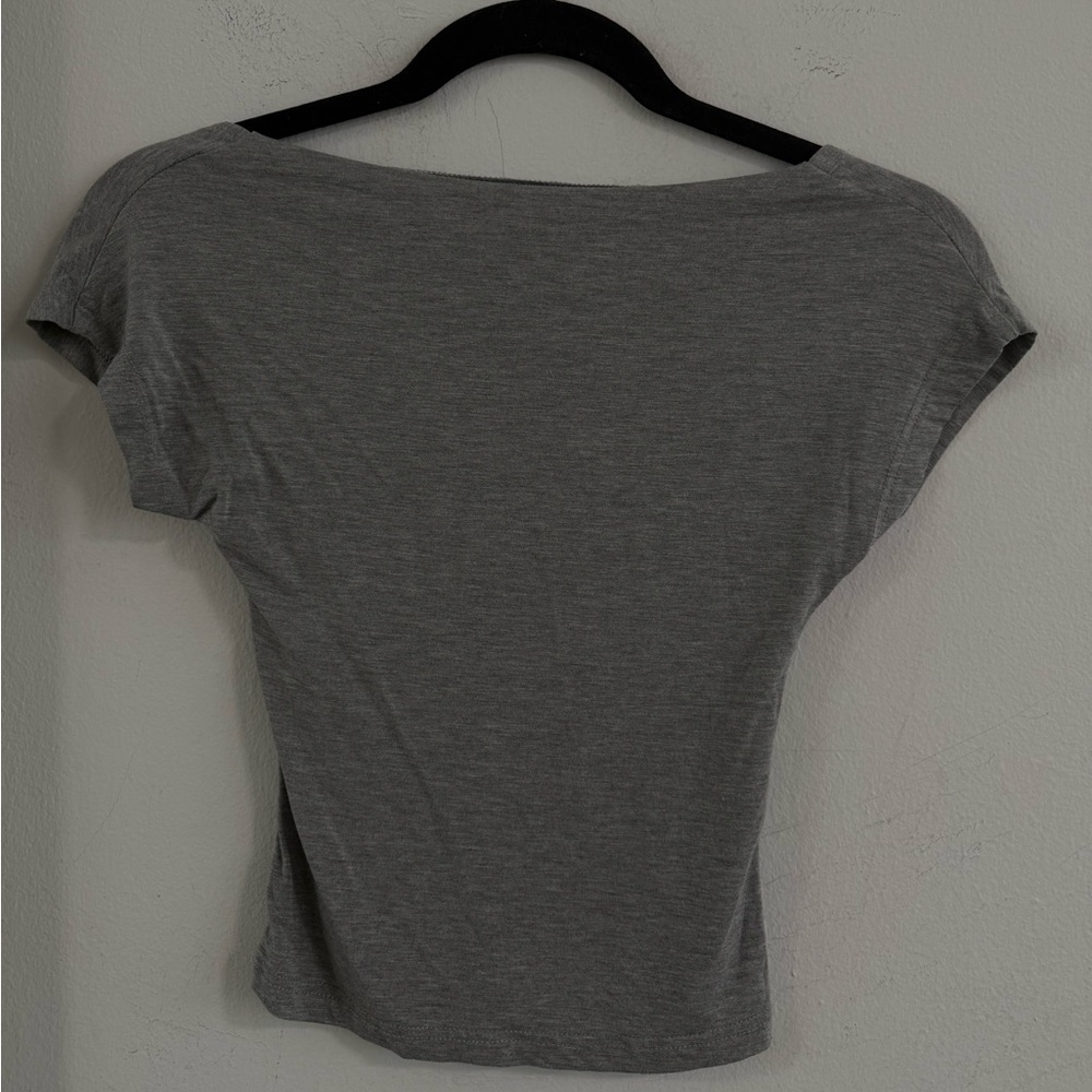 SHEIN Gray Fitted Cap Sleeve T-Shirt